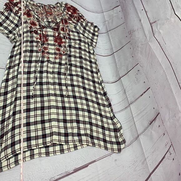 Johnny Was Workshop Women’s Medium Plaid Floral Midi Tunic Dress Boho Soho - Picture 8 of 8